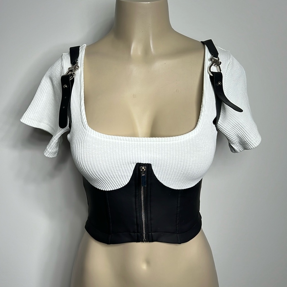 Akira medium faux leather top NWOT